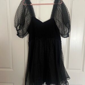 Arula Black Sheer Puff Sleeve Dress 3X